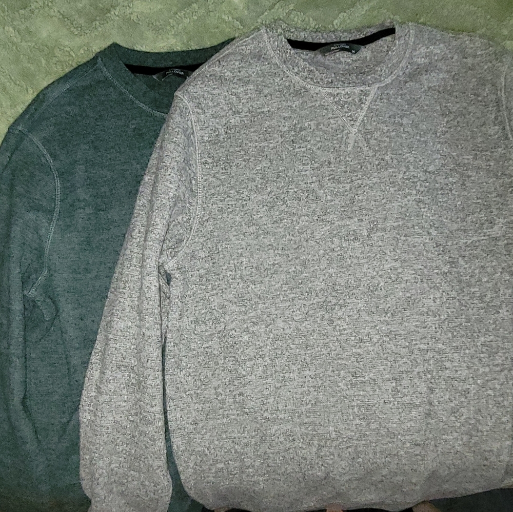 Gray and Green Sweatshirts